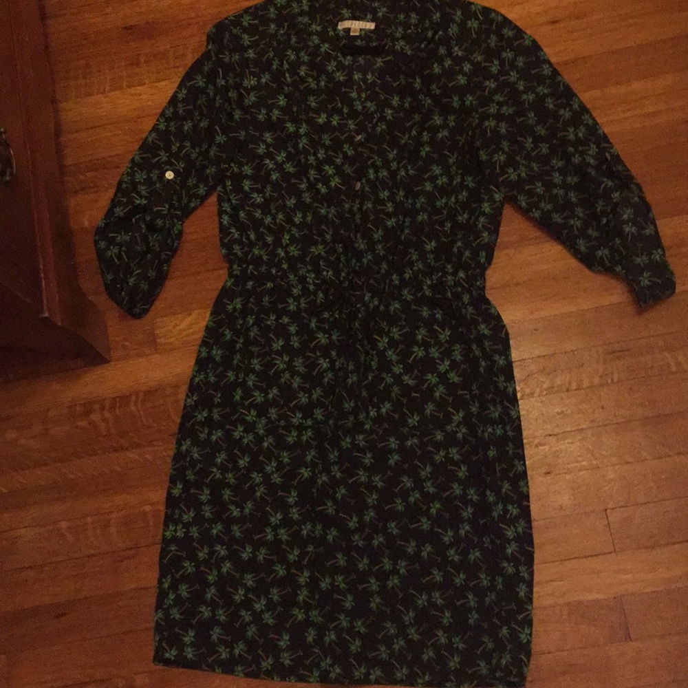 Palm Tree Button Down Shirtdress